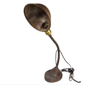 Vintage 1940's Eagle Cast Iron Art Deco Gooseneck Desk Lamp